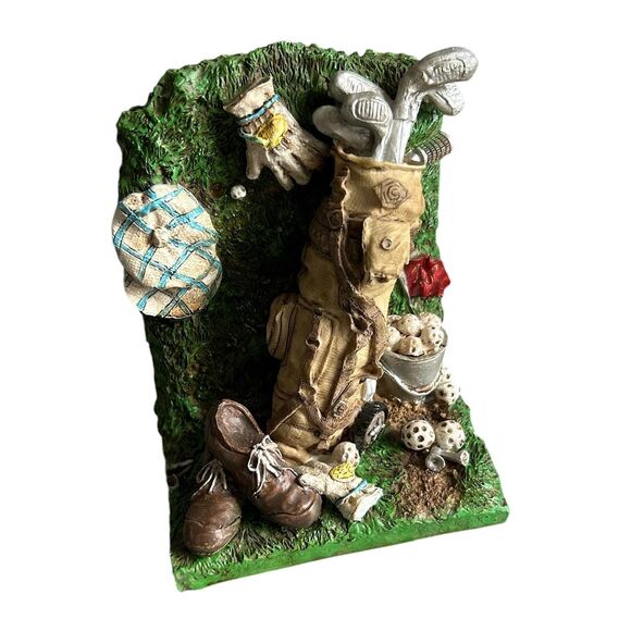 Set of Vintage Resin Relief Golf Themed Bookends - Picture 7 of 8
